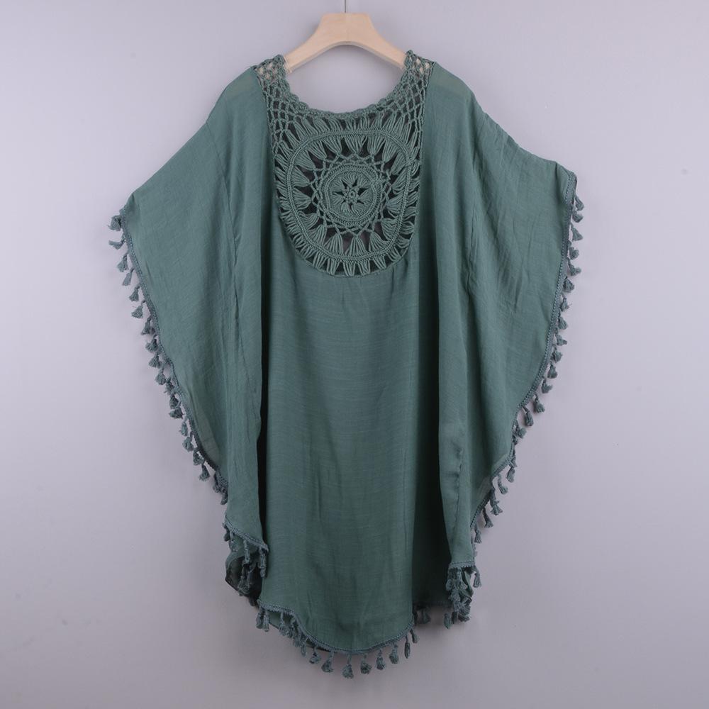 New Sexy Off Shoulder Hollowed Out Loose Fringe Bikini Style Beach Women's Dress