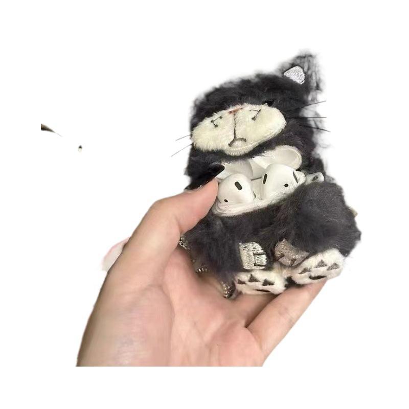 Japanese and Korean plush gray expression cat cute apple Bluetooth cute AirPods 1 protective case for women's Pro earphone cover