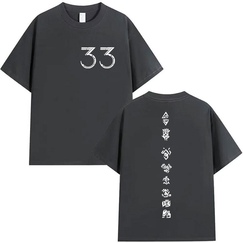 Clair Obscur Expedition 33 T Shirt Men Women Vintage Fashion Cotton Short Sleeve Tshirts Hot Game Fans Gamer Clothing Tshirt