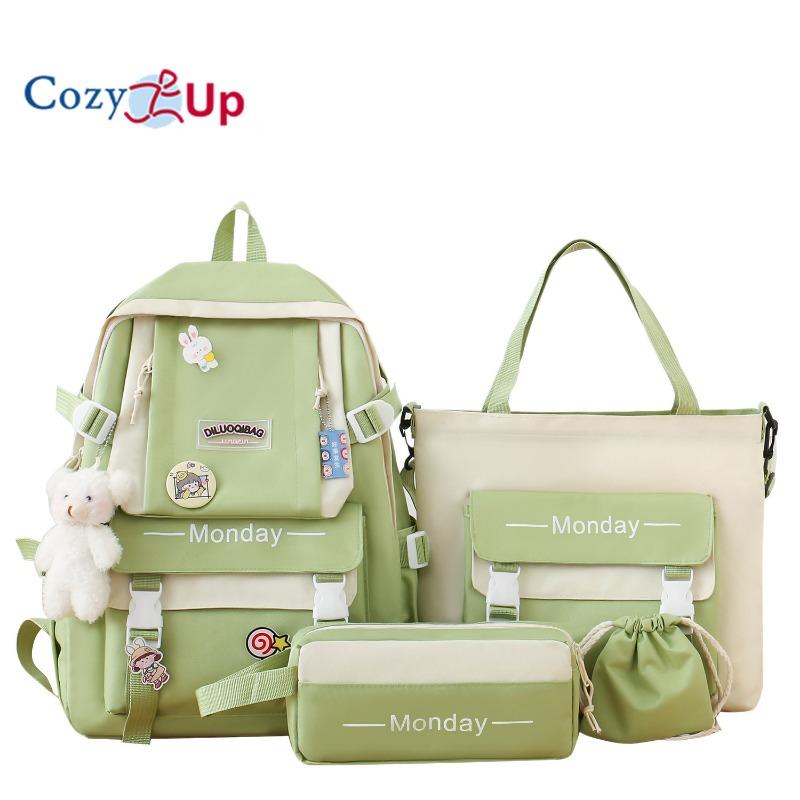 

Школьная сумка из 4 предметов, рюкзак для учениц начальной школы, большая сумка, модное сочетание цветов, рюкзак для младших классов средней школы большой вместимости 44x31x13cm дубильная кора