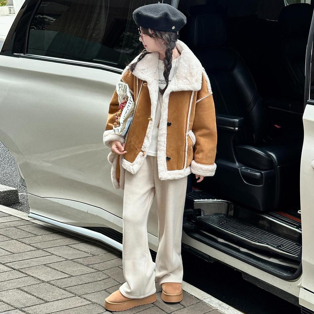 Big Girls' Stylish Thickened Shearling Coat - 2025 Autumn/Winter Fashion