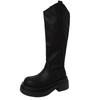 Simple style thick-soled tall knight boots autumn and winter fashion retro style leather heightening elastic boots women's fashion boots