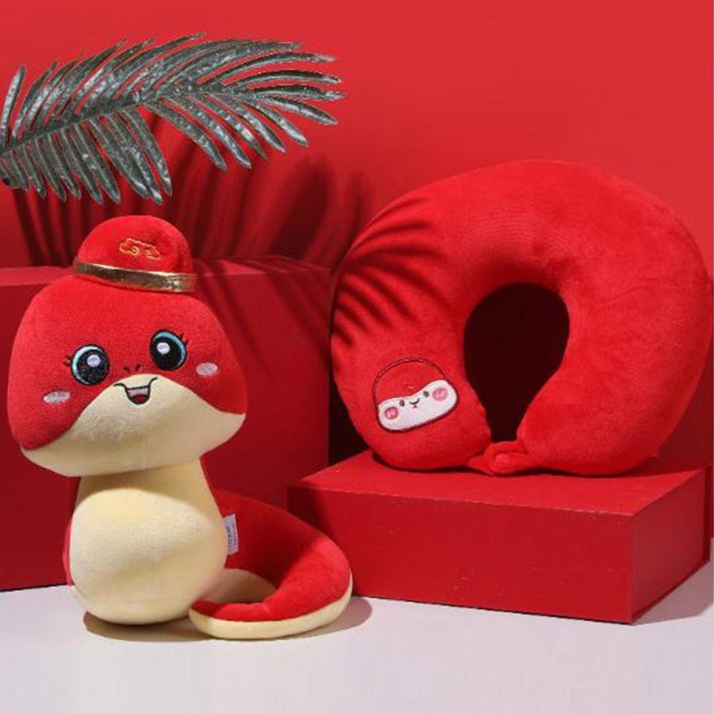 Creative Zodiac Snake Plush Doll Cute Plush Snake Toy Stuffed Neck Pillow  Festival Accessories