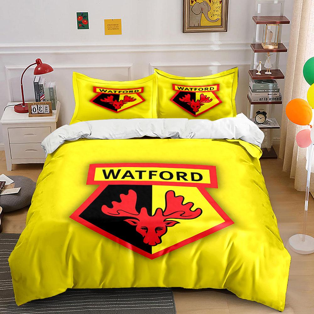 Watford FC Logo Bettwäscheset Bettwäsche Bettbezugset Bettbezug Kissenbezüge (1 * Bettbezug 2 * Kissenbezüge, ohne Bettdecke)