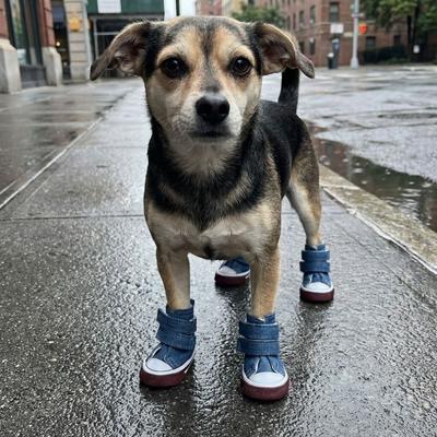 4 Stück/Set Verstellbare rutschfeste Haustierschuhe Strapazierfähige atmungsaktive Hund-Canvas-Sneaker Gummisohlen Welpen-Stiefel Lässige Kleidung
