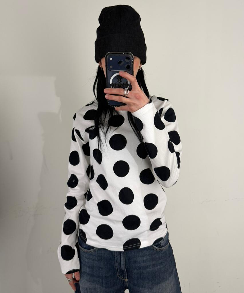 Tansanmageunesyum Dot Pattern Long Sleeve (White/Black)