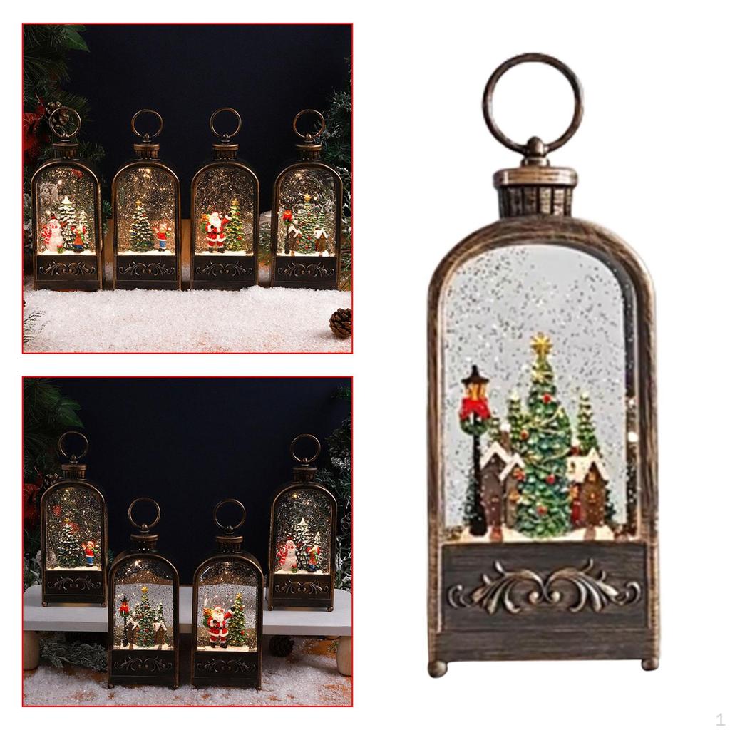 Christmas Music Box Fireplace Lantern Gift Nightlight Xmas Decor for Indoor Outdoor
