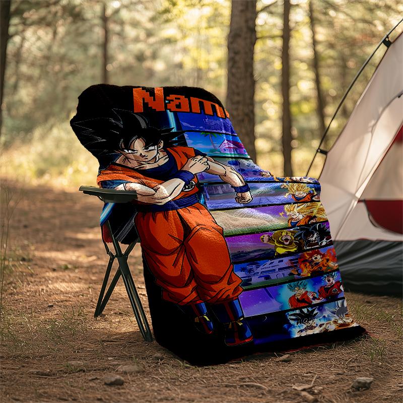 Coperta Personalizzata con Nome - Design Stampa Dragon Ball, Coperta per Divano, Letto, Viaggio, Campeggio - Morbida e Calda, Ottimo Regalo