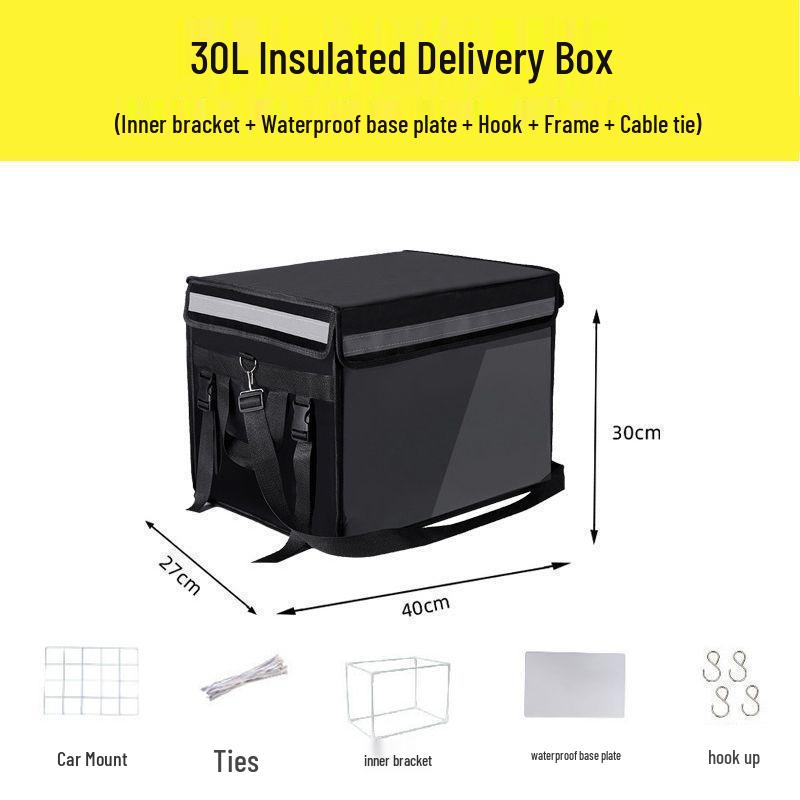 Meituan Waimai Black Insulated Delivery Box - Thickened, Waterproof, Car-Mounted, and Home Use.