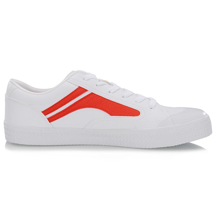 Li Ning Wave Slip Resistant Abrasion Resistant Low top Skateboard Shoes Men's White Orange AGCP163-3