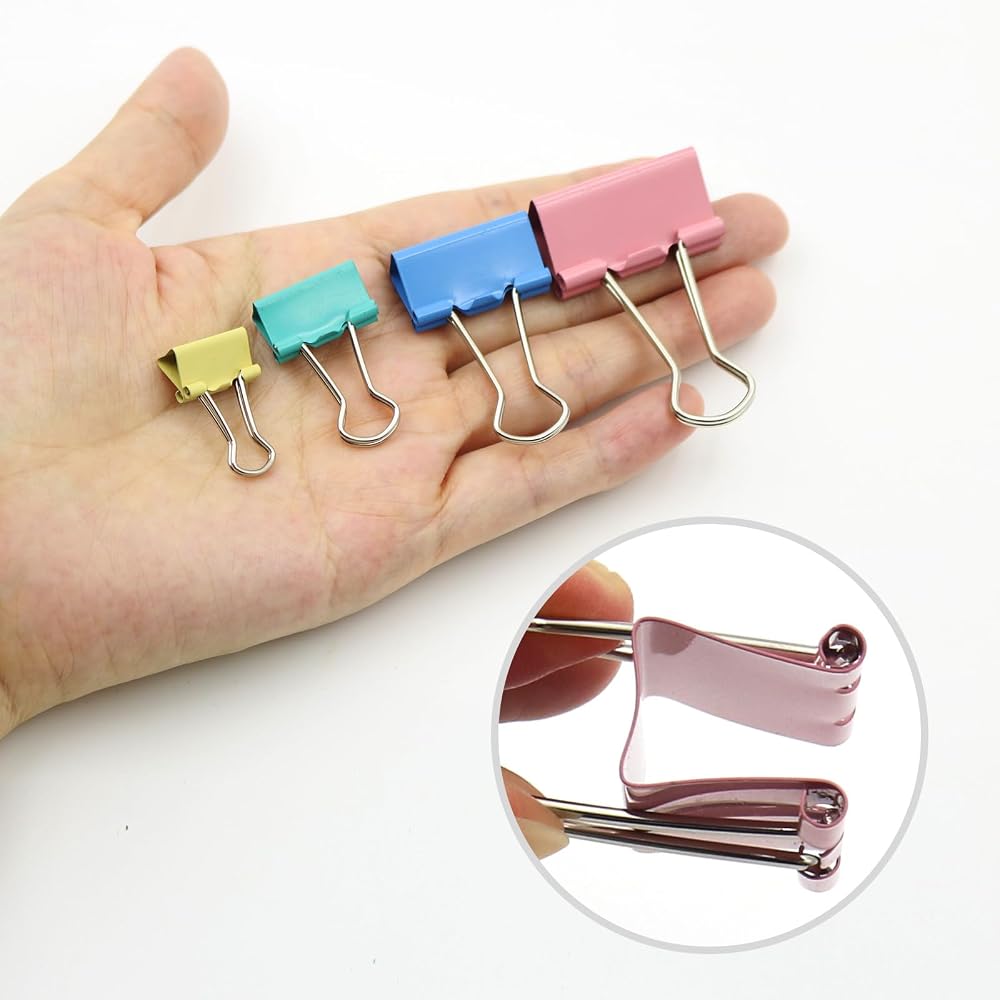 lingzaling Color Double Clips 15mm 19mm 25mm 32mm Metal 64pcs