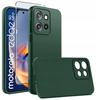 Funda para Motorola EDGE 50 Neo | Silicona Verde Mate Fina + JUEGO DE CRISTAL
