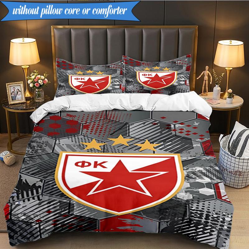 3PCS Crvena Zvezda Bedding Set 2D Printing (Includes 1 Duvet Cover + 2 Pillowcases Coreless), Bedroom decor,Fan Gift