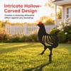 Black Metal Rooster Hen Garden Stake Decor  Patio Border Ground Inserted Adornment