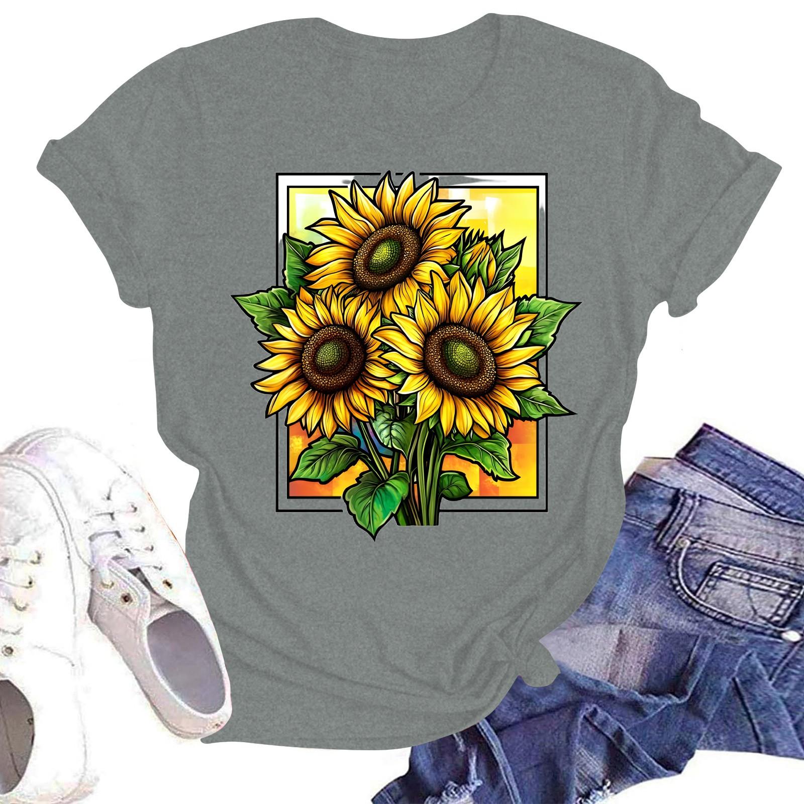 

Женская повседневная свободная футболка с принтом, круглый вырез, пуловер, короткий рукав, топ S