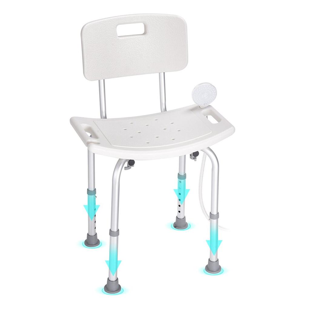 Duschhocker, Duschsitz mit Rückenlehne, Höhenverstellbarer Duschhocker, Duschstuhl für Duschkabine Badewanne, Rutschfeste Badezimmerbank Duschstuhl für