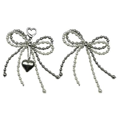 Simple Yet Elegant Pearls Bowknot Detail Pendant Keychain Charm for Phone Cases and Clothing Ideal for Personalization