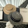French retro flat top straw hat women's summer seaside beach vacation sun hat sunshade sun protection hat straw top hat