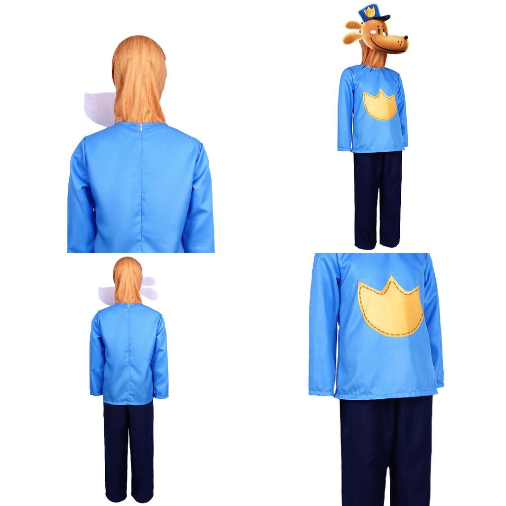 Çocuklar İçin Şık Köpek Adam Cadılar Bayramı Cosplay Kostümü Unisex Polyester Kumaş