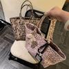 Retro style leopard print canvas bag girl lazy casual shoulder messenger bag large capacity commuter trendy bag