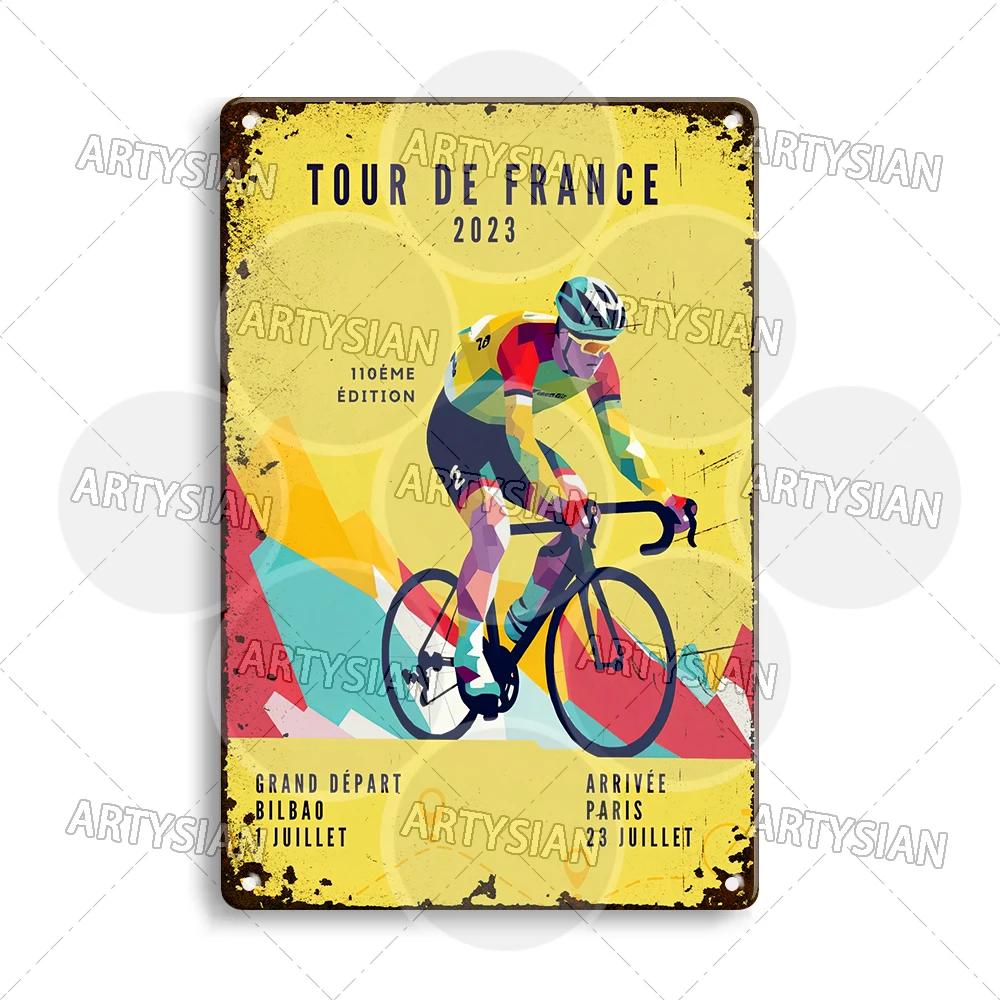 Vélo Tour De France Cycling Metal Sign Les Pyrénées Auvergne Les Vosges Col Du Galibier Col d'Aspin Tignes Col De La Bonette