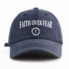 1pc FAITH OVER FEAR Print Washed Baseball Cap for Adults,Minimalist Retro Style Casual Soft Adjustable Dad Hat, Perfect As Gift