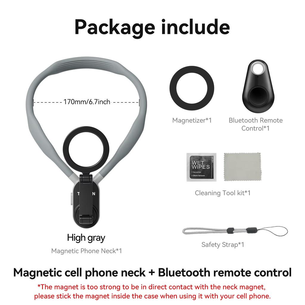 TELESIN Silicone Neck Hold Mount for GoPro Hero 13 12 11 10 9 8 Insta360 DJI Osmo Action Smartphone Magnetic Action Accessories
