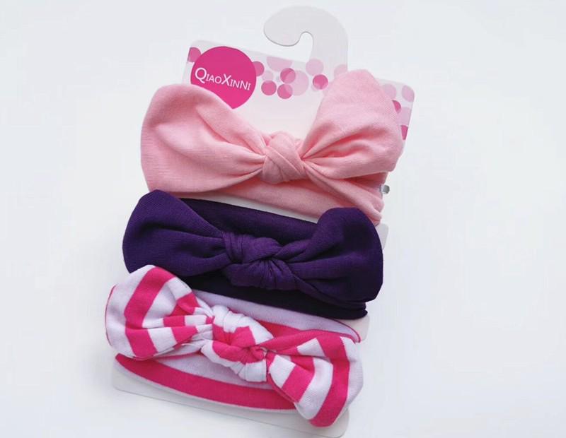 European & American Kids' Rabbit Ears Headband Set: 3-Piece Infant Bow Hair Accessories for Boys & Girls