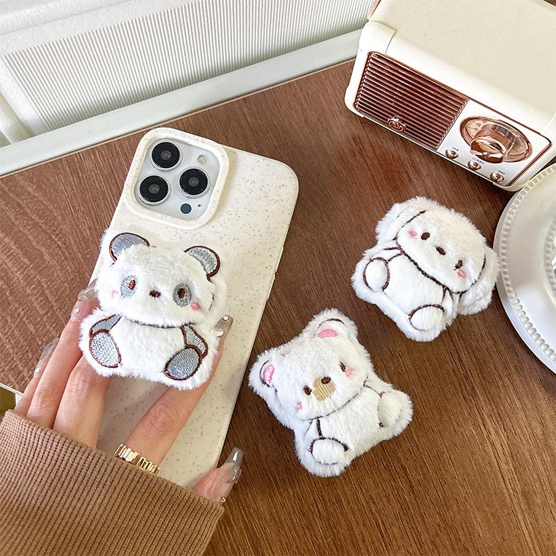 Autumn And Winter Mobile Phone Airbag Holder Plush Cute Style Red Panda Rabbit Sticky Desktop Drama Watching Air Cushion