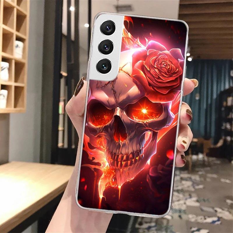 Floral Sugar Skull Flower Soft Phone Case For Samsung Galaxy S24 S23 S22 S25 Ultra S21 Plus S20 FE S10 + S24Ultra Pattern Capa S