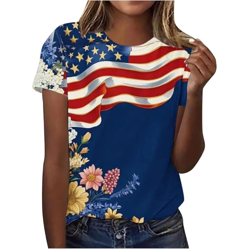 Women T Shirt 3D Printed Top Blouse United States 250th Print T Shirt Short Shirts Summer Tops Tees