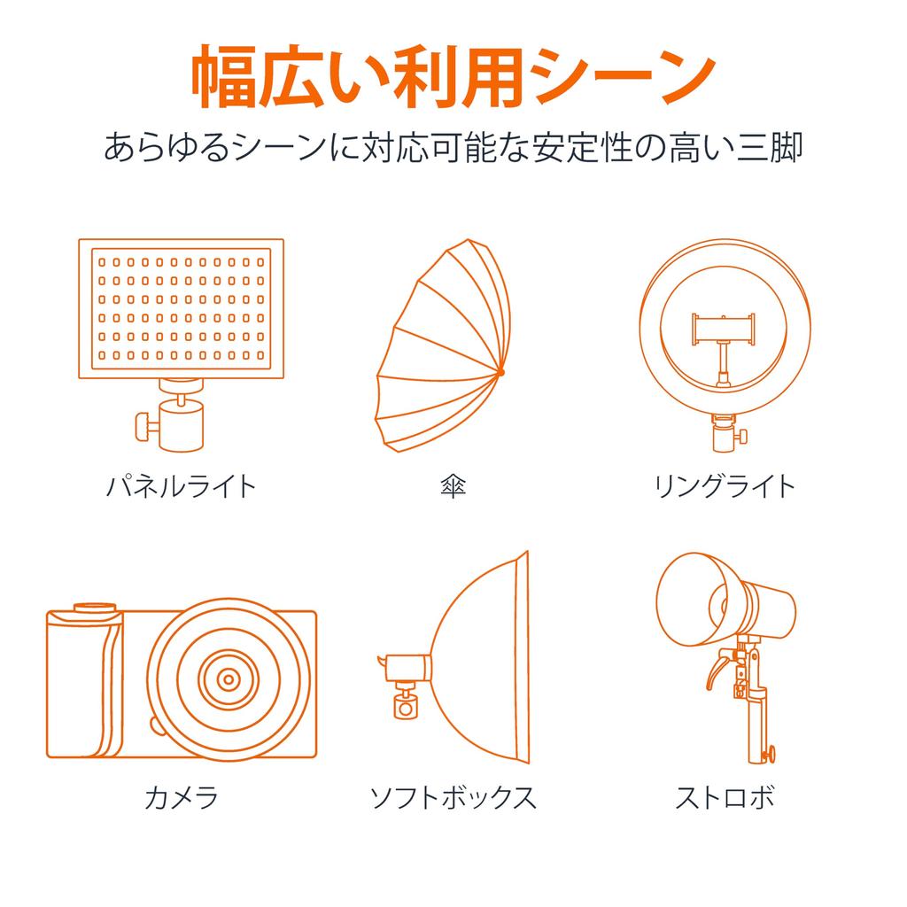 AmazonBasics Light Stand Lighting Stand Aluminum with Case Black 2.1m