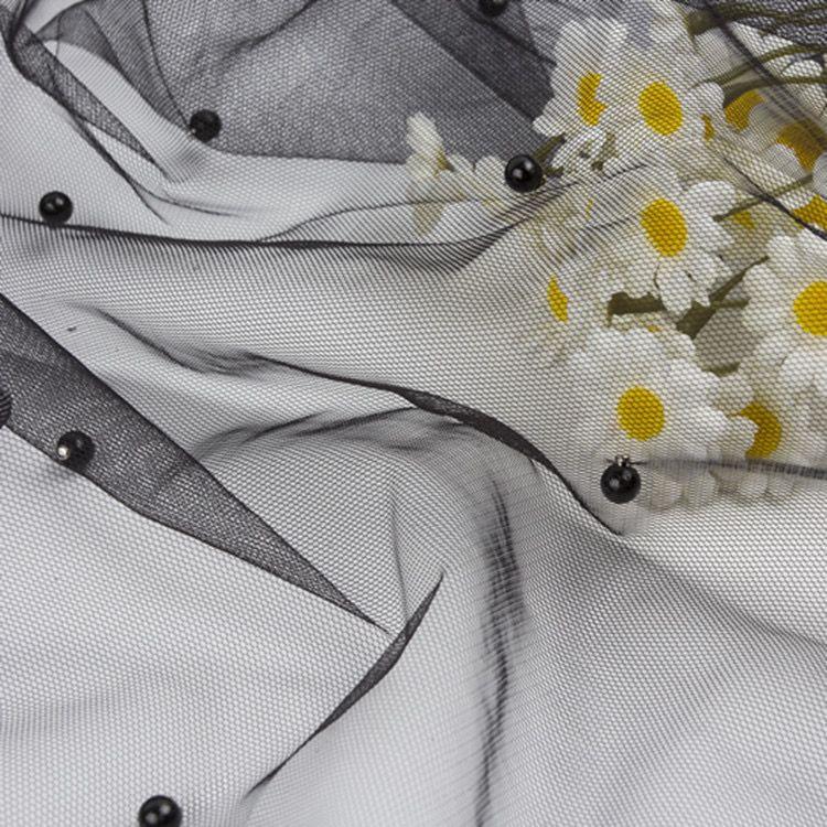 Fairy Internet Celebrities White Yarn Nails Imitation Pearl Mesh Encryption Soft Princess Dress Headgear Wedding Fabric White