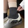 Warm-toned Socks for Women In Autumn, with Contrasting Colors, Seam Stitching, Retro and Casual Mid-calf, Student Sweat-absorbing Pile