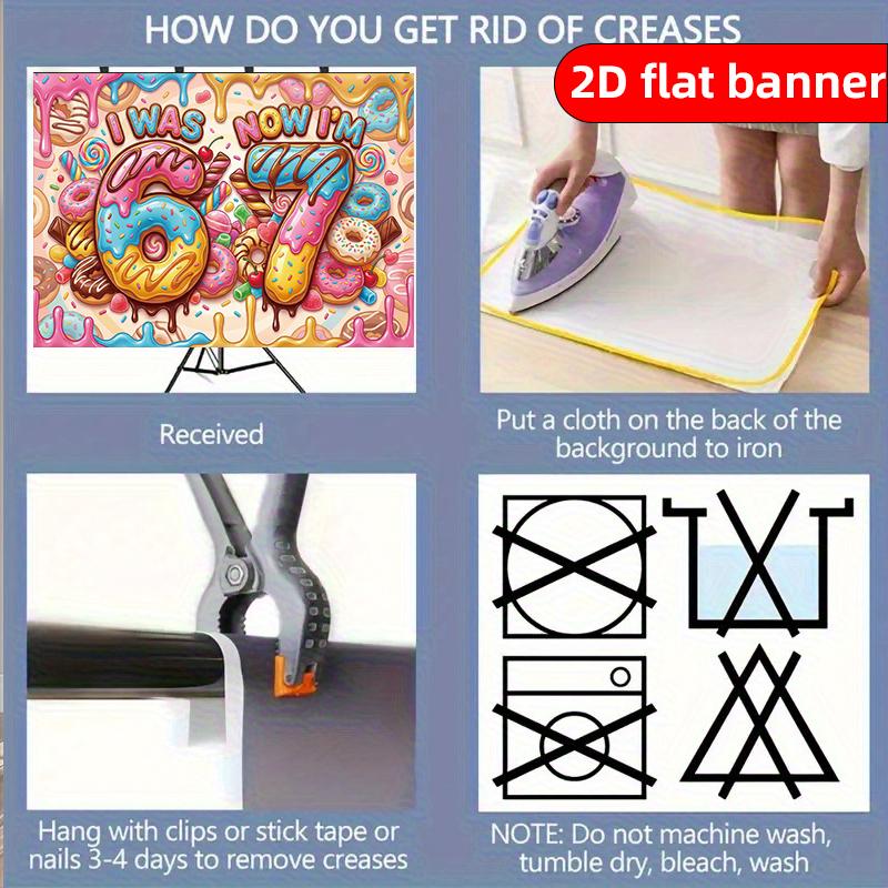 2D Flat Banner Polyester Cartoon Donut Pattern Party Banner Holiday Party Decoration Background Cloth