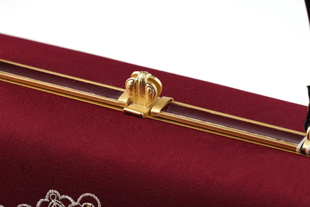 Ando Handbag with Hyakuka Lace Perfect for Entrance and with Suitable for Both Japanese and Western Burgundy JBA-3 Women's Embroidery, Weddings,
