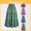 Print Boho Womens Vintage Floral Maxi Skirt Elastic High Waist Pleated Flowy A Line Long Skirts Toddler Fall Falda Short