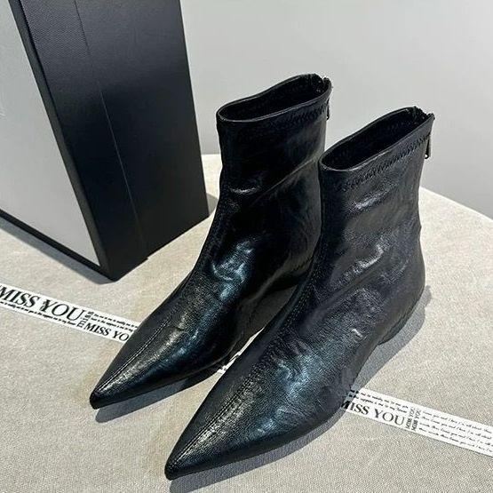 Rad comfort flat daily temperament thin boots winter short boots women's boots pointed beauty