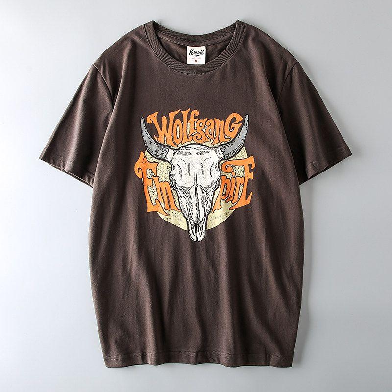 Export Tail Single Men s Cut Label American Retro Fashion Fashion Brand T-shirt Short Sleeve Hong Kong Style Export Original Order Top T-shirt Dark brown 3XL