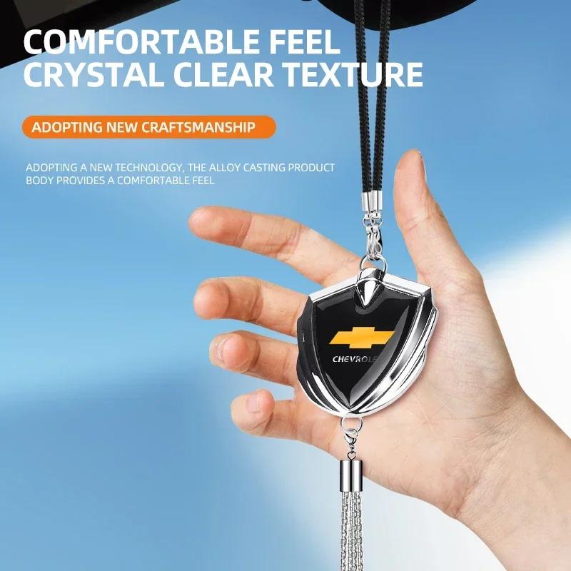 3D Metal Logo Badge Car Rear View Mirror Pendant Ornament For Chevrolet Spark Silverado Trailblazer Cruze Captiva Lacetti Aveo
