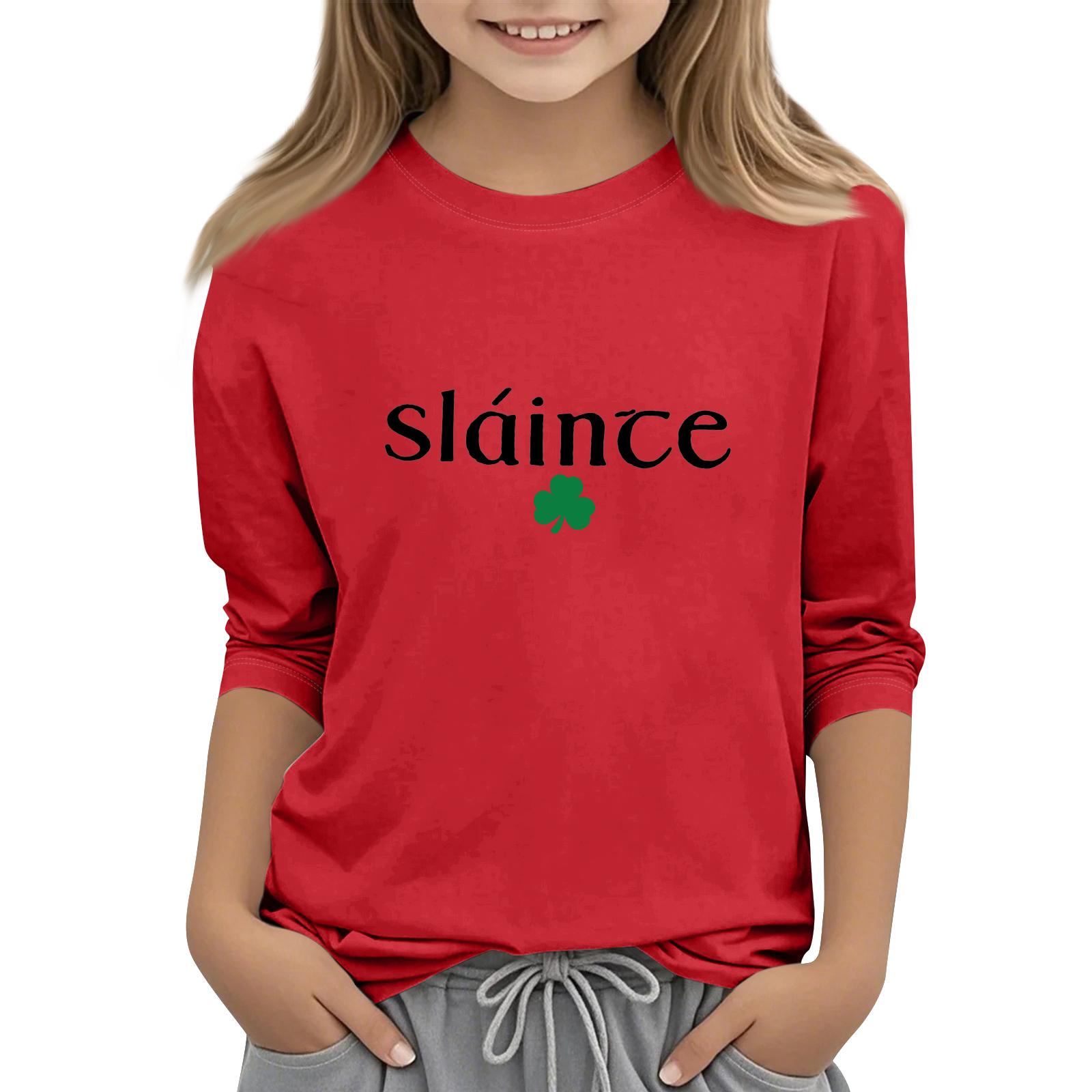 

Children s Casual Seven-Quarter Sleeve Round-Neck Fashion T-Shirt Top 130 червоний