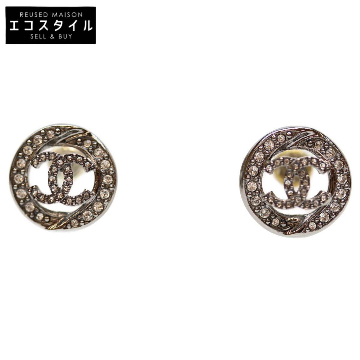 

CHANEL B25A CC Logos Rhinestone Round Earrings earring SilverUsed