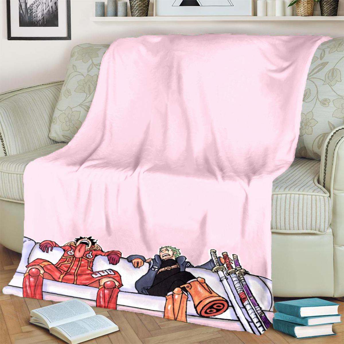 

ONE PIECE Flannel Blanket Soft Warm Print for Bedrooms, Sofas, Chairs, Picnics and Travel 75x90cm