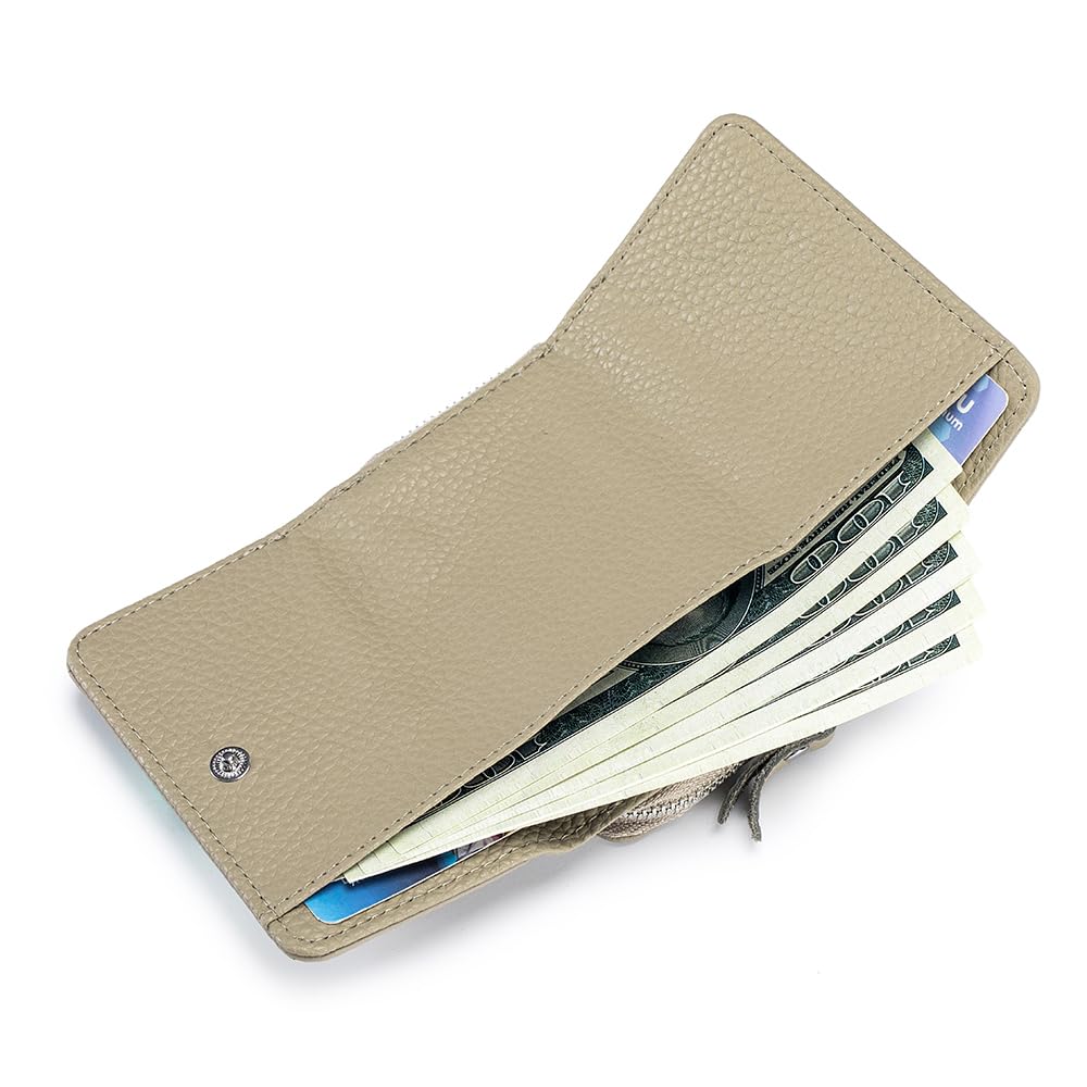 Yocipa Genuine Leather Compact Multi-functional Wallet for Women, Tri-Fold Mini Wallet with Skimming Prevention, Coin Purse, Card Holder, and Coin