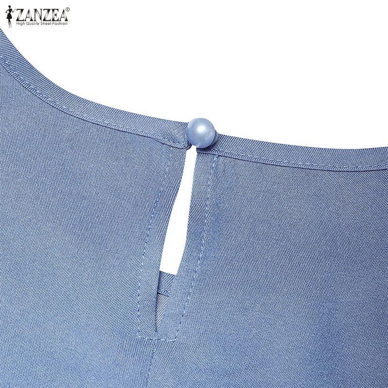 ZANZEA Women Casual Round Neck Lace Splice Hen Summer Short Sleeve Dress