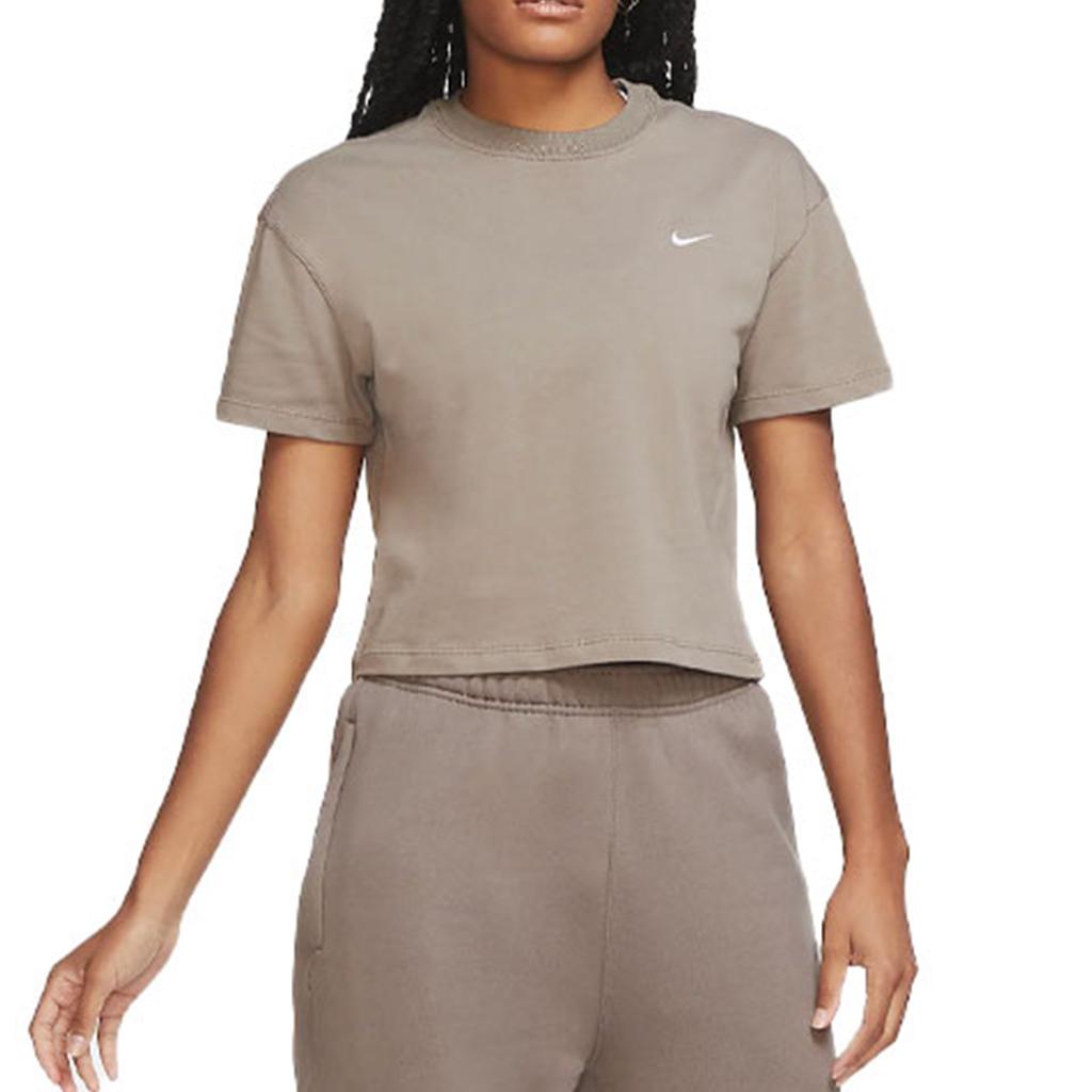 Nike T Shirts Women's Olive Gray Crew Neck Moderate DA0324-081