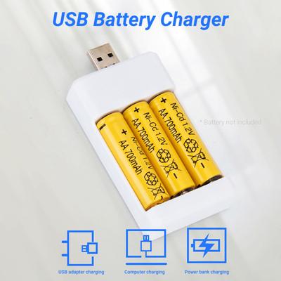 Pil Şarj Cihazı LED Göstergesi ile Güvenli Hızlı Şarj 3 Yuva USB AA/AAA Radyo için Şarj Edilebilir Pil Şarj Adaptörü