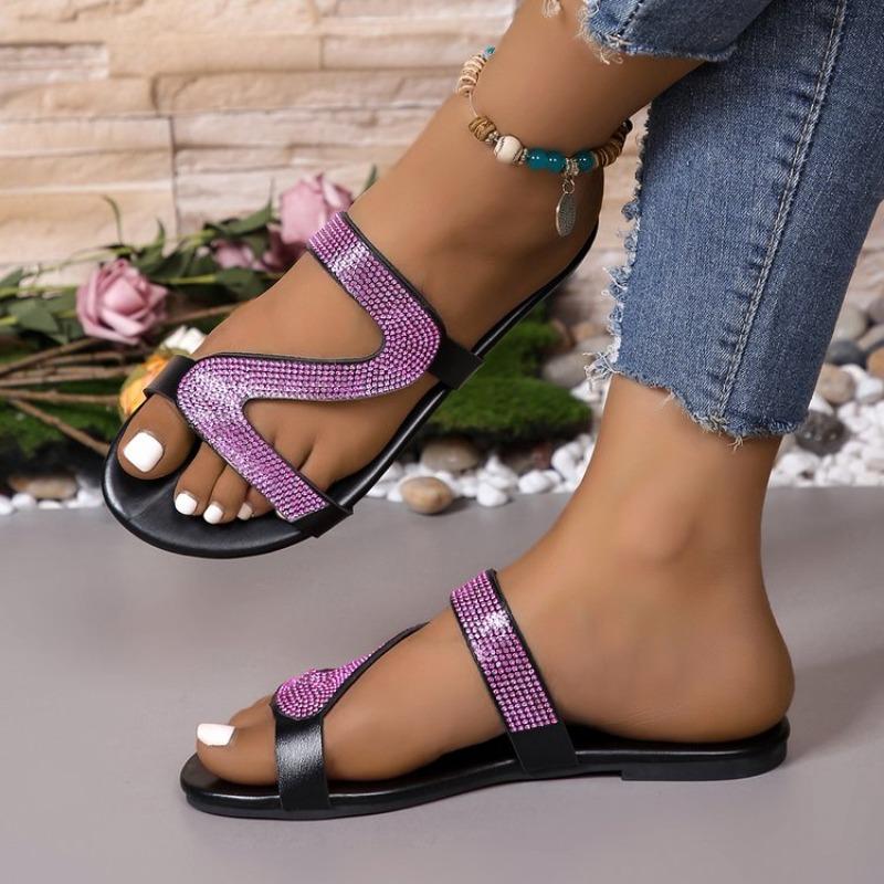 Fashion Sexy Women Sandals Summer Beach Shallow Mouth Rhinestones Ladies Fashion Show Comfortable Light Shoes Sandalias Femininas