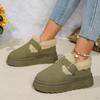 Women's Plus Size Fur Fleece One Foot Cotton Shoes Casual Short Tube Solid Color Sponge Cake Thick Soled Snow Boots Shoes 36-42