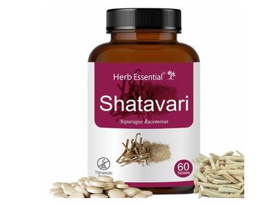 Herb Essential Shatavari 500mg Tablet | Hormonal Balance | Women Wellness Supplement |Promotes Lactation |100% Pure & Natural | 60 Tablets